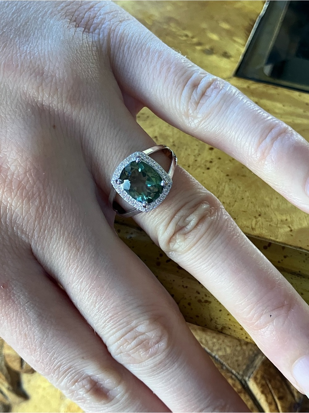 Genuine Green Labradorite Sterling Silver Ring Size 6 - Picture 3 of 9